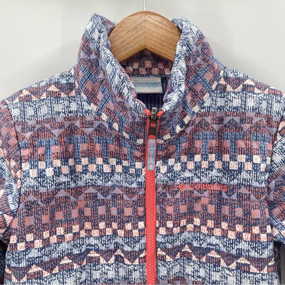 Columbia Interchange Two Layer Blue Southwest Geometric Coat Jacket Girls Medium - Picture 6 of 16